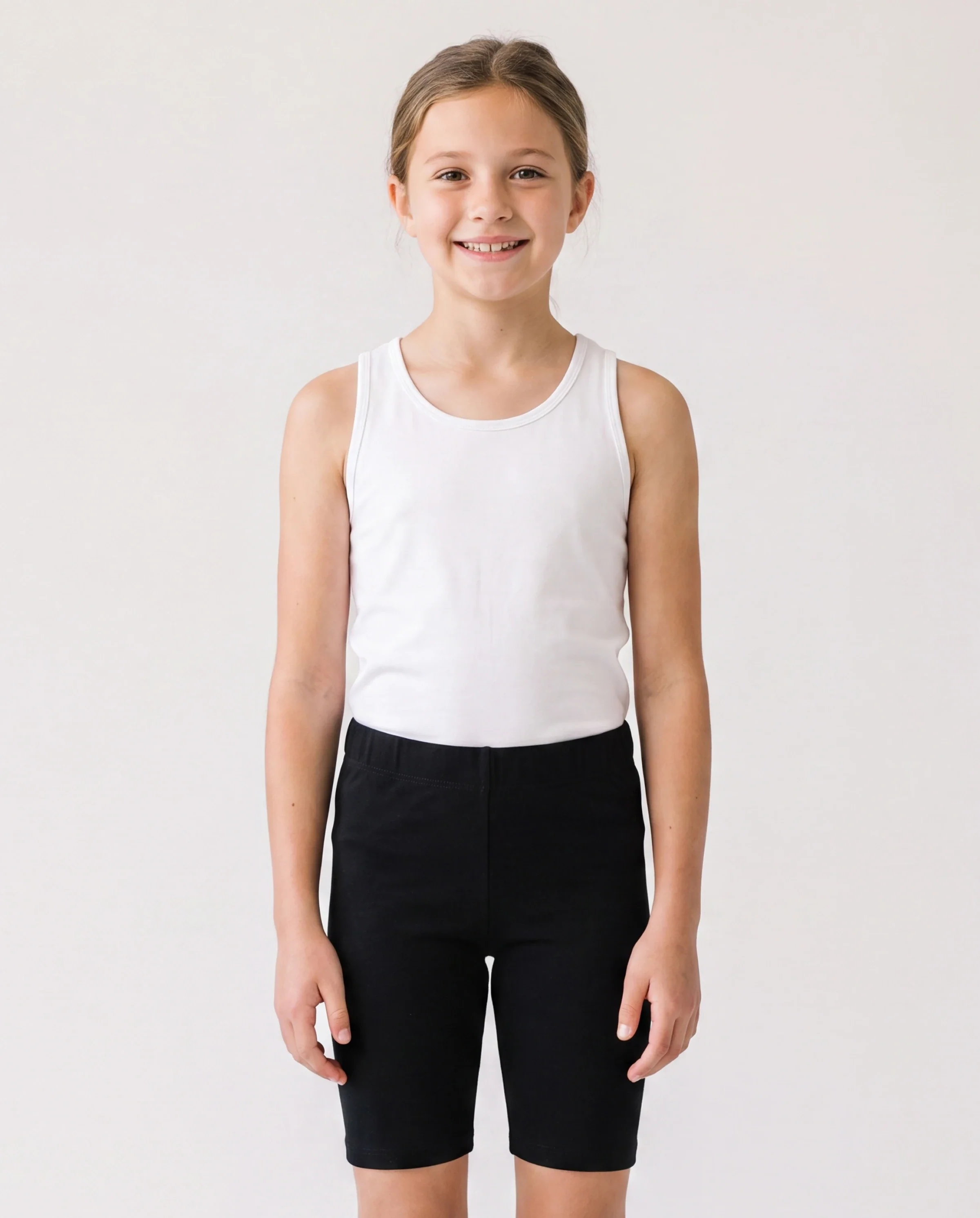 Toddler/Kid Girl Solid Color Cotton Leggings Shorts Black - Image 5