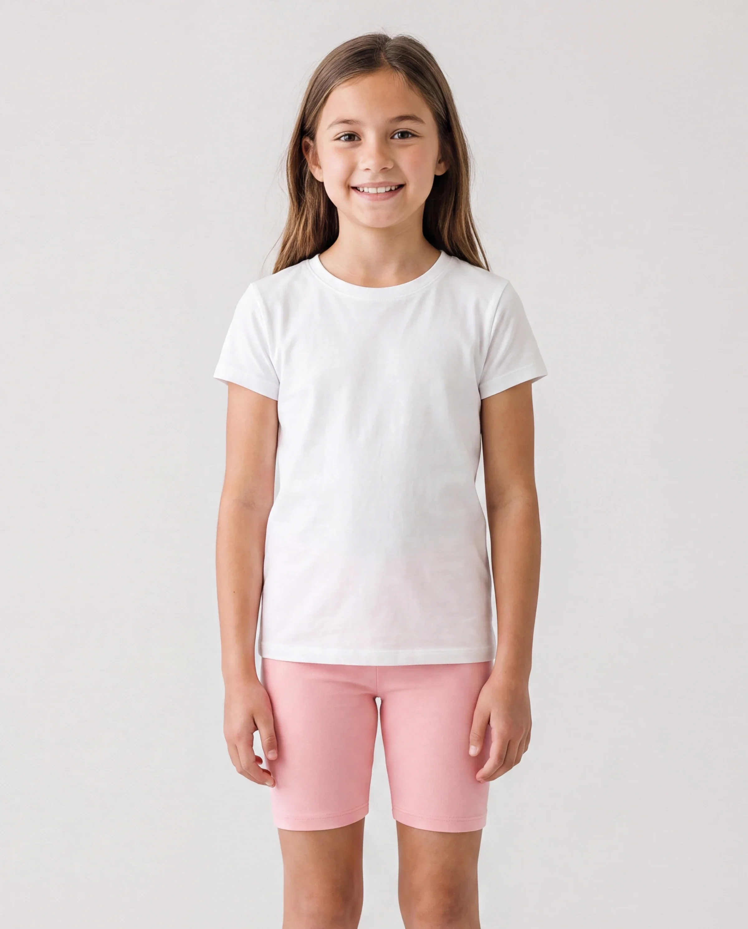 Toddler/Kid Girl Solid Color Cotton Leggings Shorts Pink - Image 3