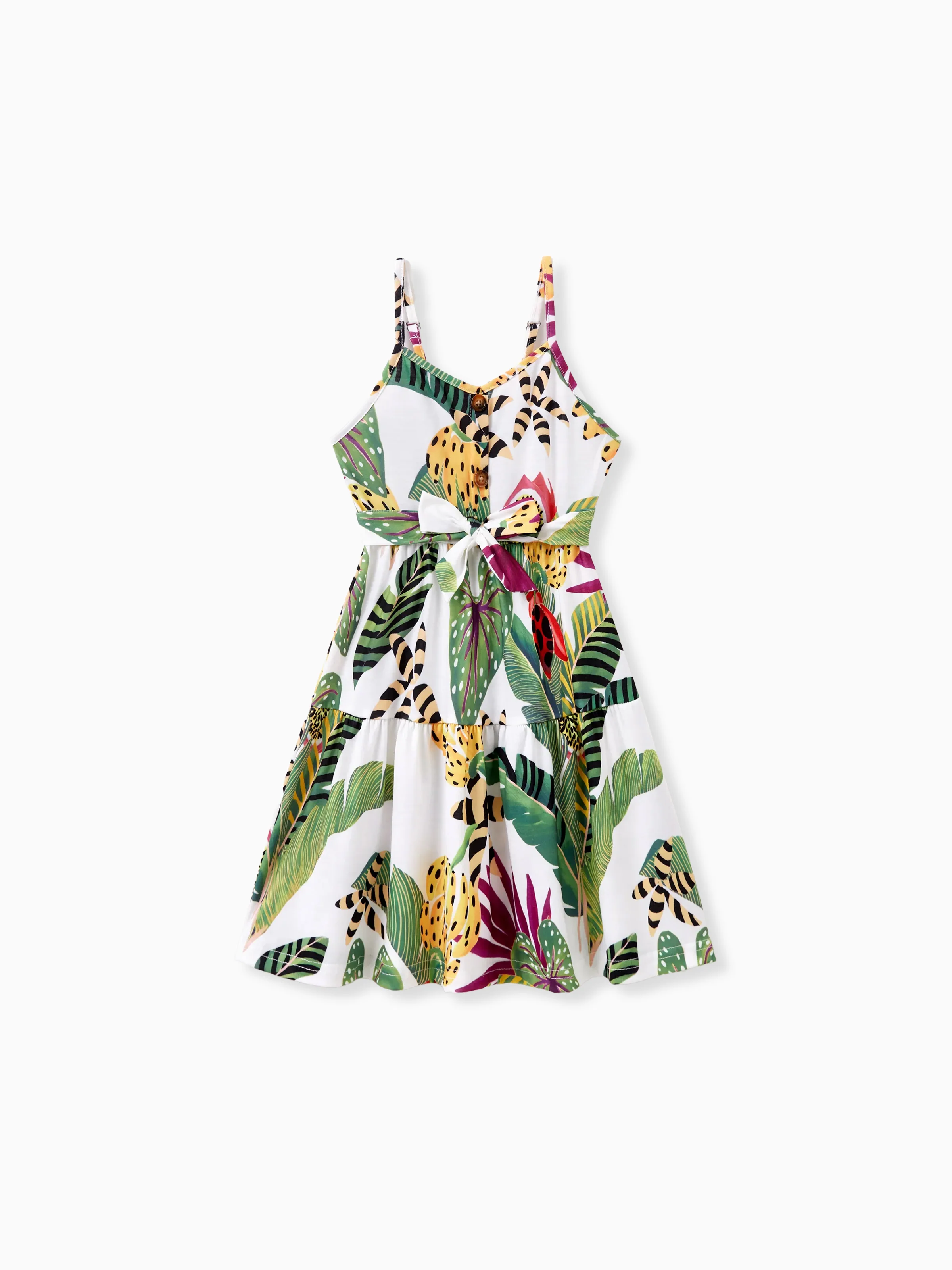 Toddler/Kid Girl Tropical Floral Print Camisole Knot Dress Multi-color