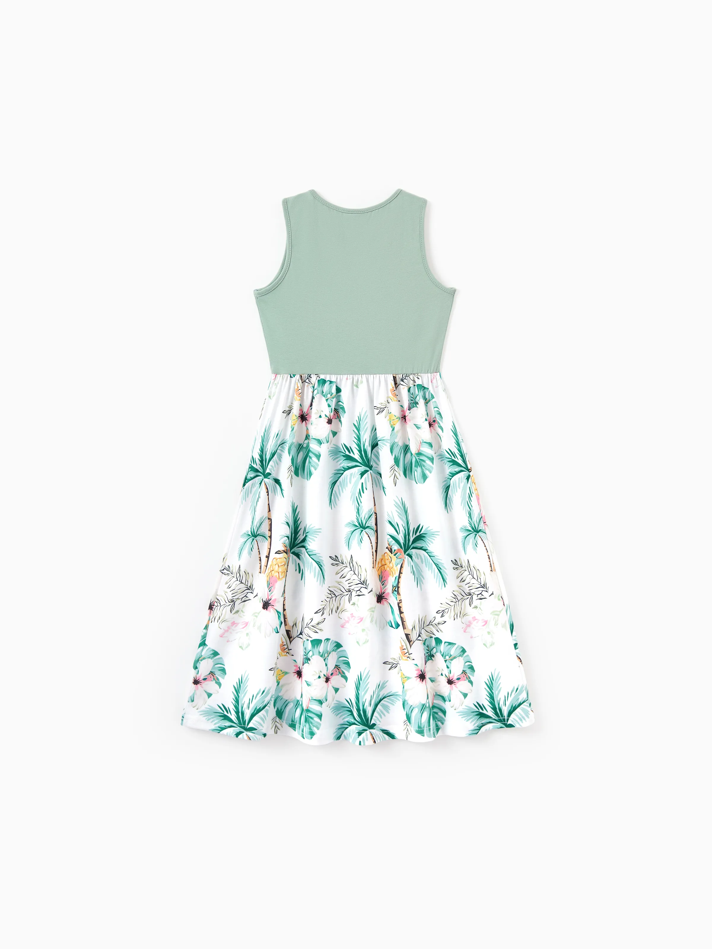Toddler/Kid Girl Tropical Print Tank Bowknot Dress Green - Image 5