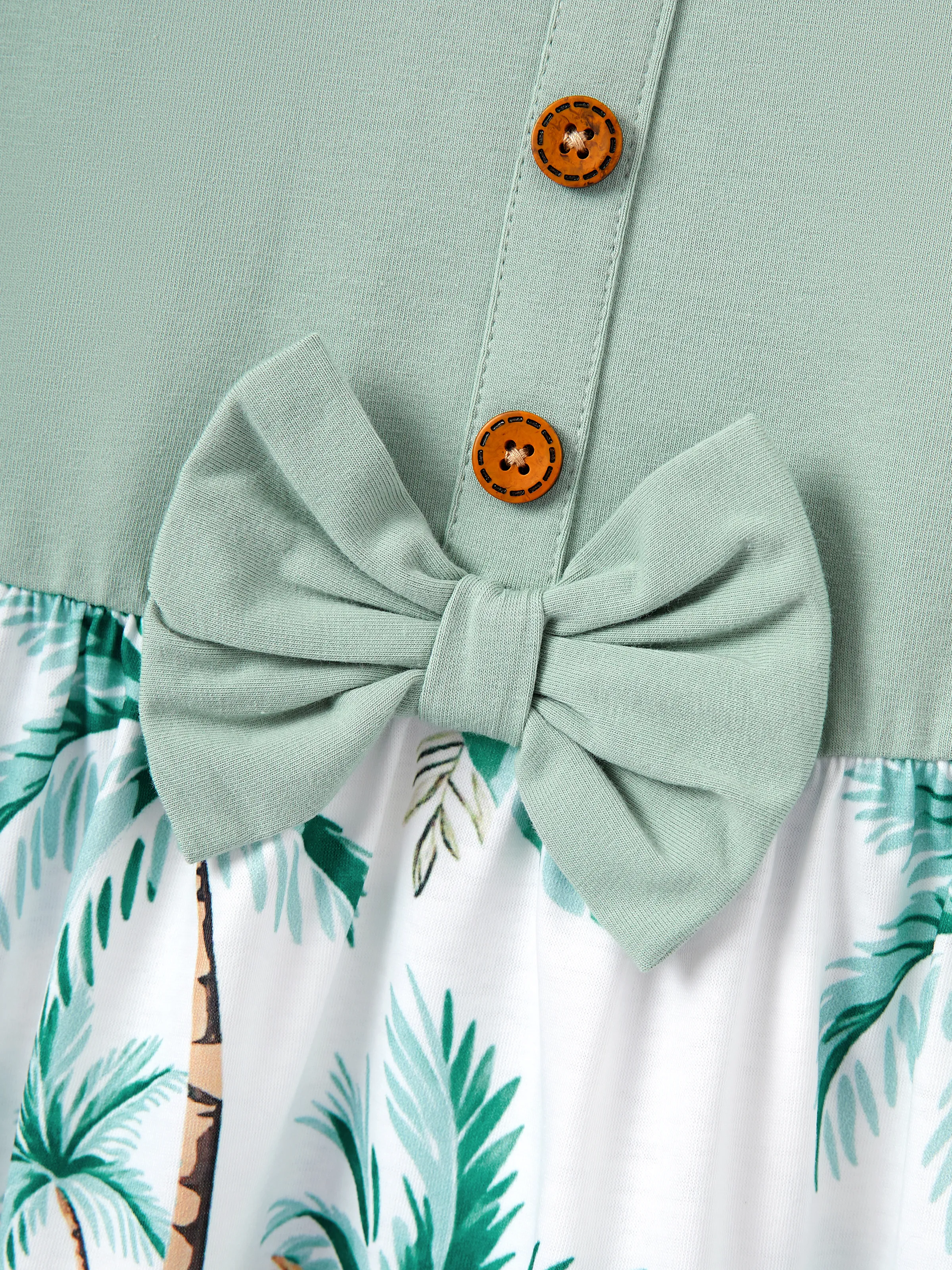 Toddler/Kid Girl Tropical Print Tank Bowknot Dress Green - Image 7