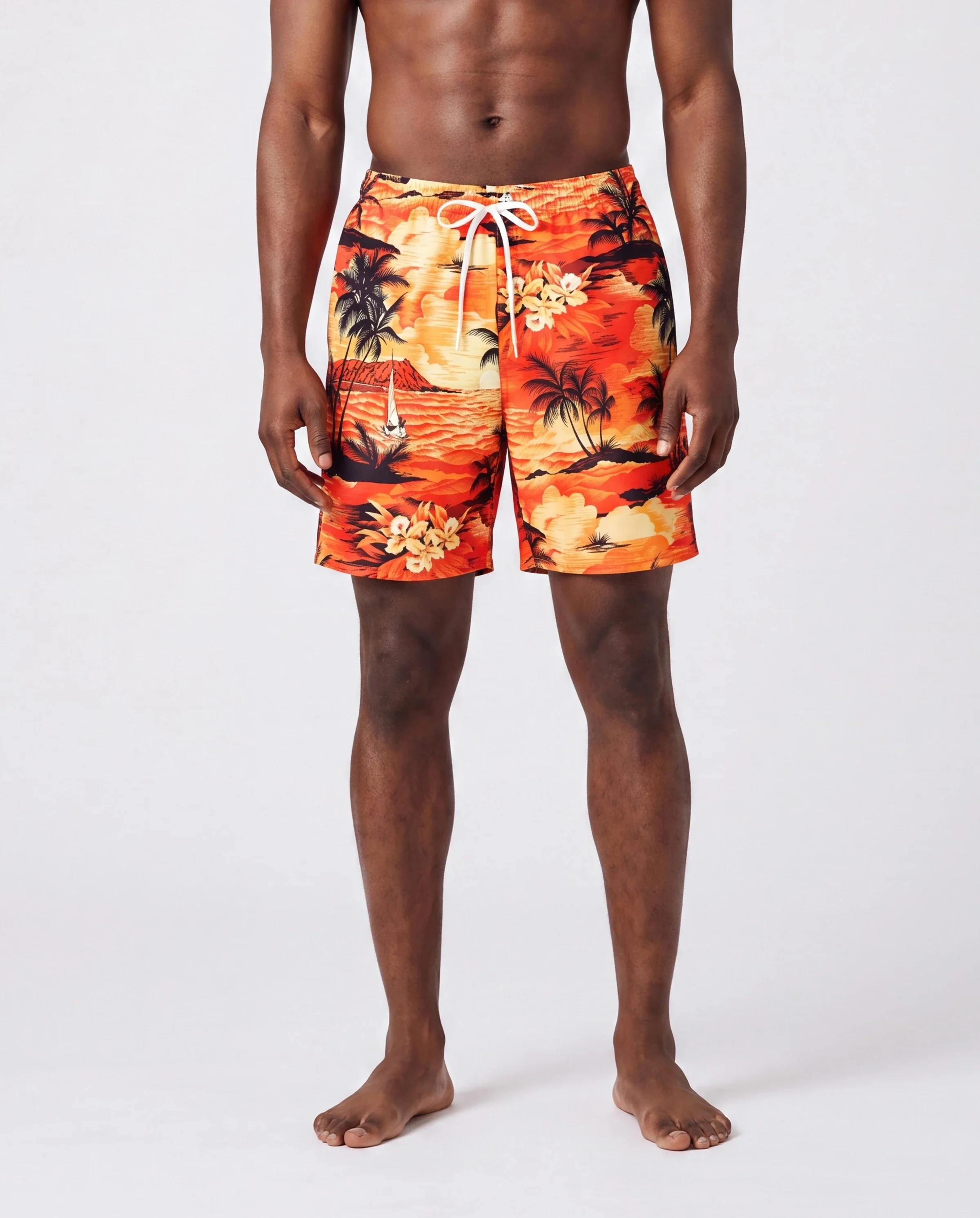 Tropical Hawaiian Swimsuits for Family Matching Swimwear Orange - Image 5