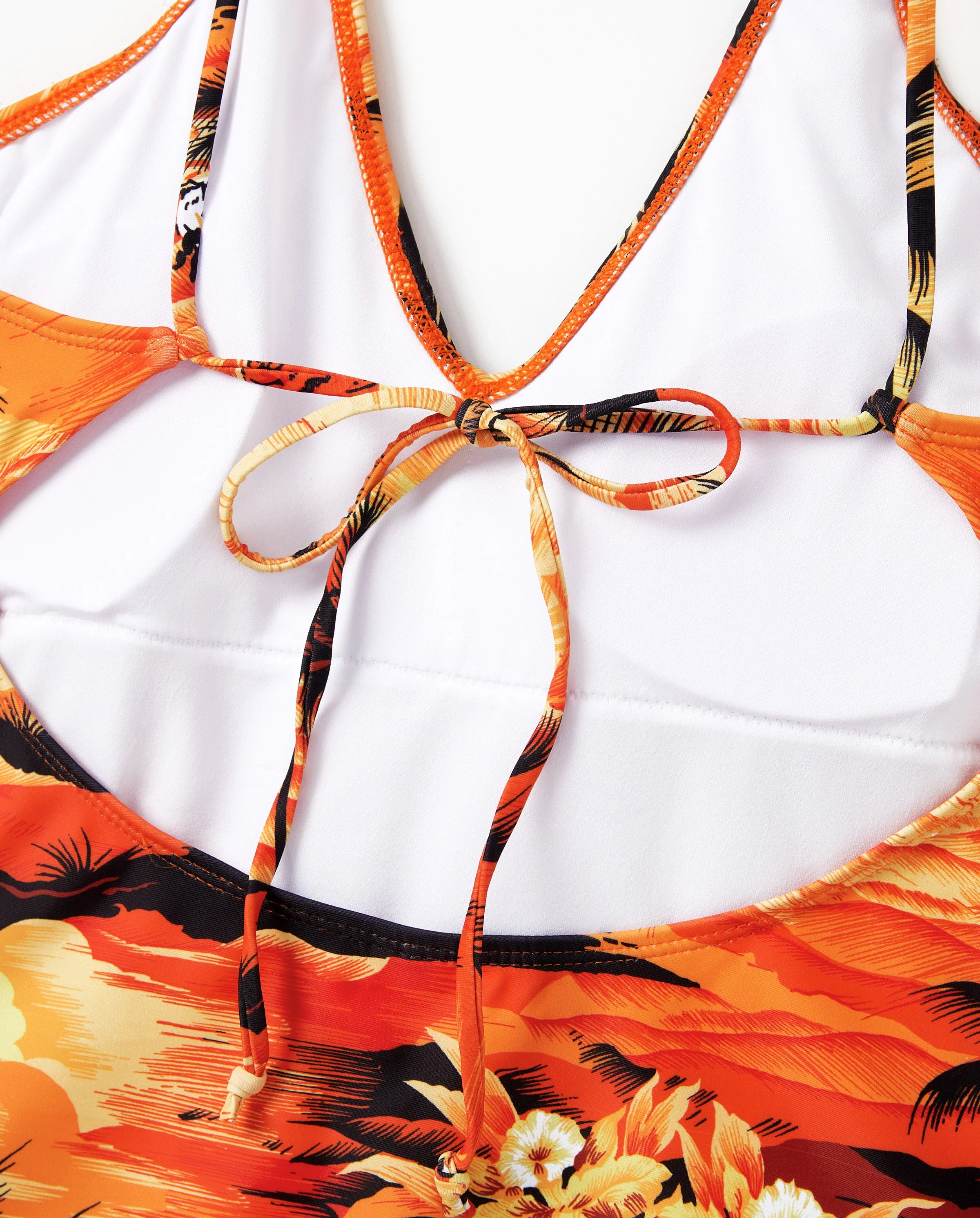 Tropical Hawaiian Swimsuits for Family Matching Swimwear Orange - Image 8