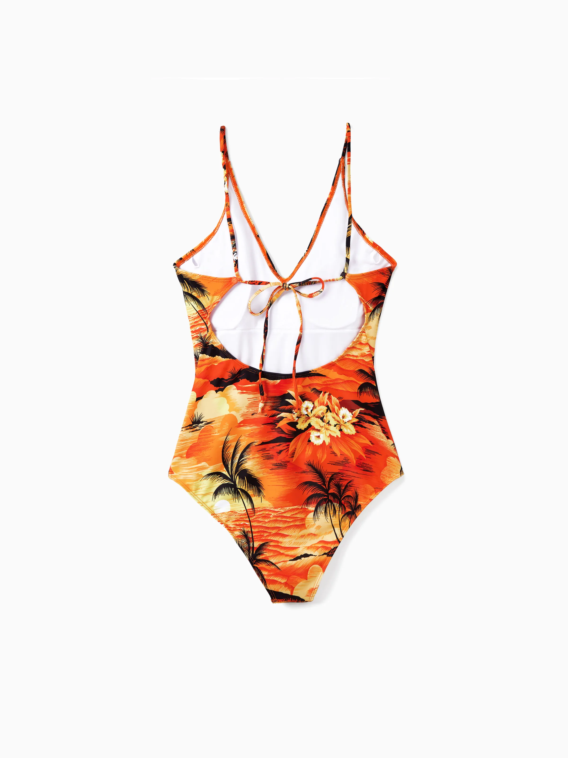 Mommy & me Tropical Hawaiian Swimsuits Swimwear Orange - Image 4