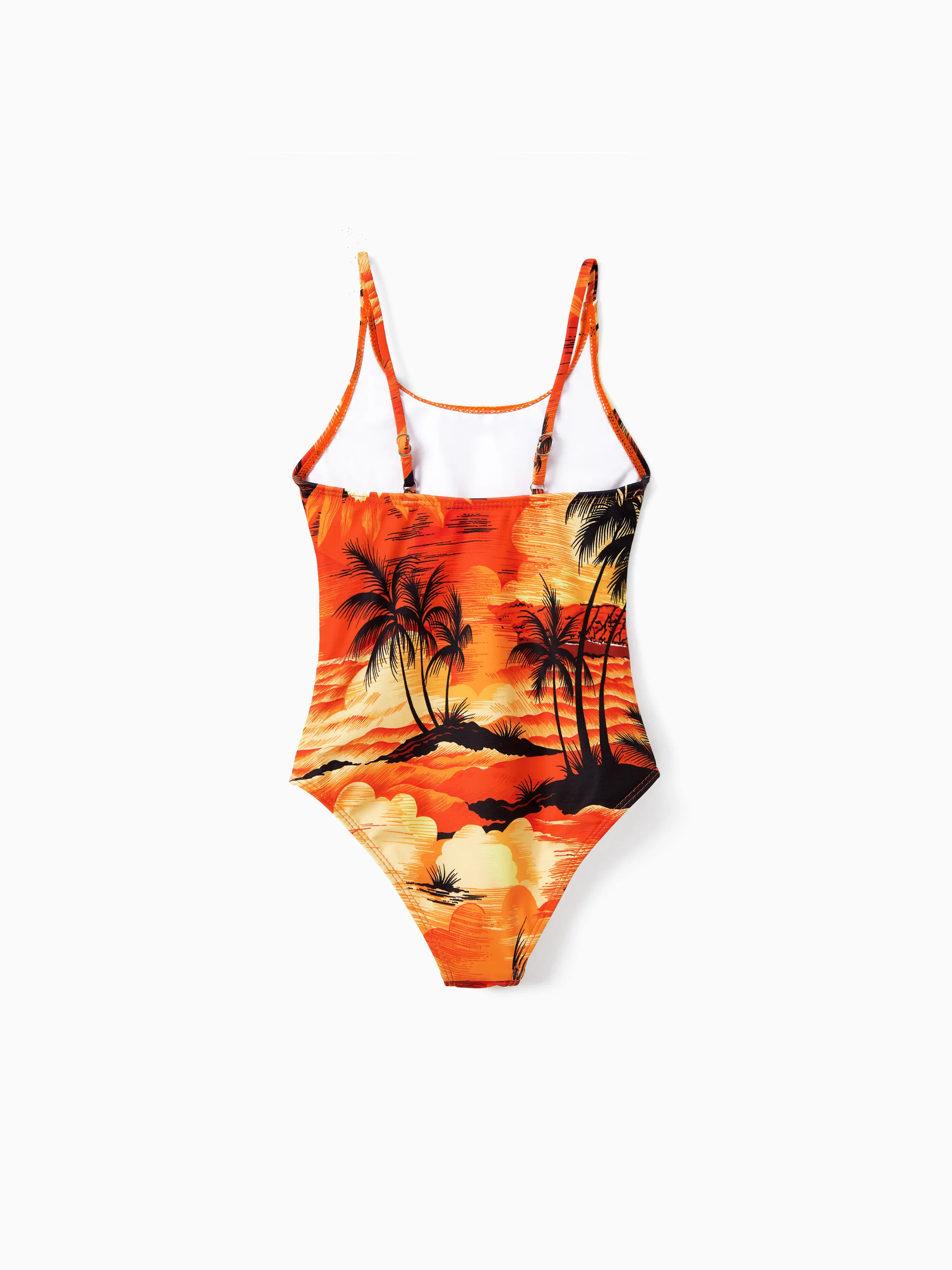 Mommy & me Tropical Hawaiian Swimsuits Swimwear Orange - Image 9
